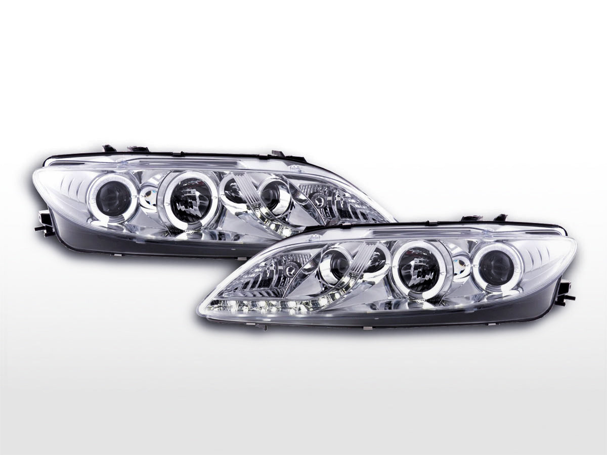 Scheinwerfer Set Daylight LED TFL-Optik Mazda 6 02-07 chrom Scheinwerfer Set Daylight LED TFL-Optik Mazda 6 02-07 chrom